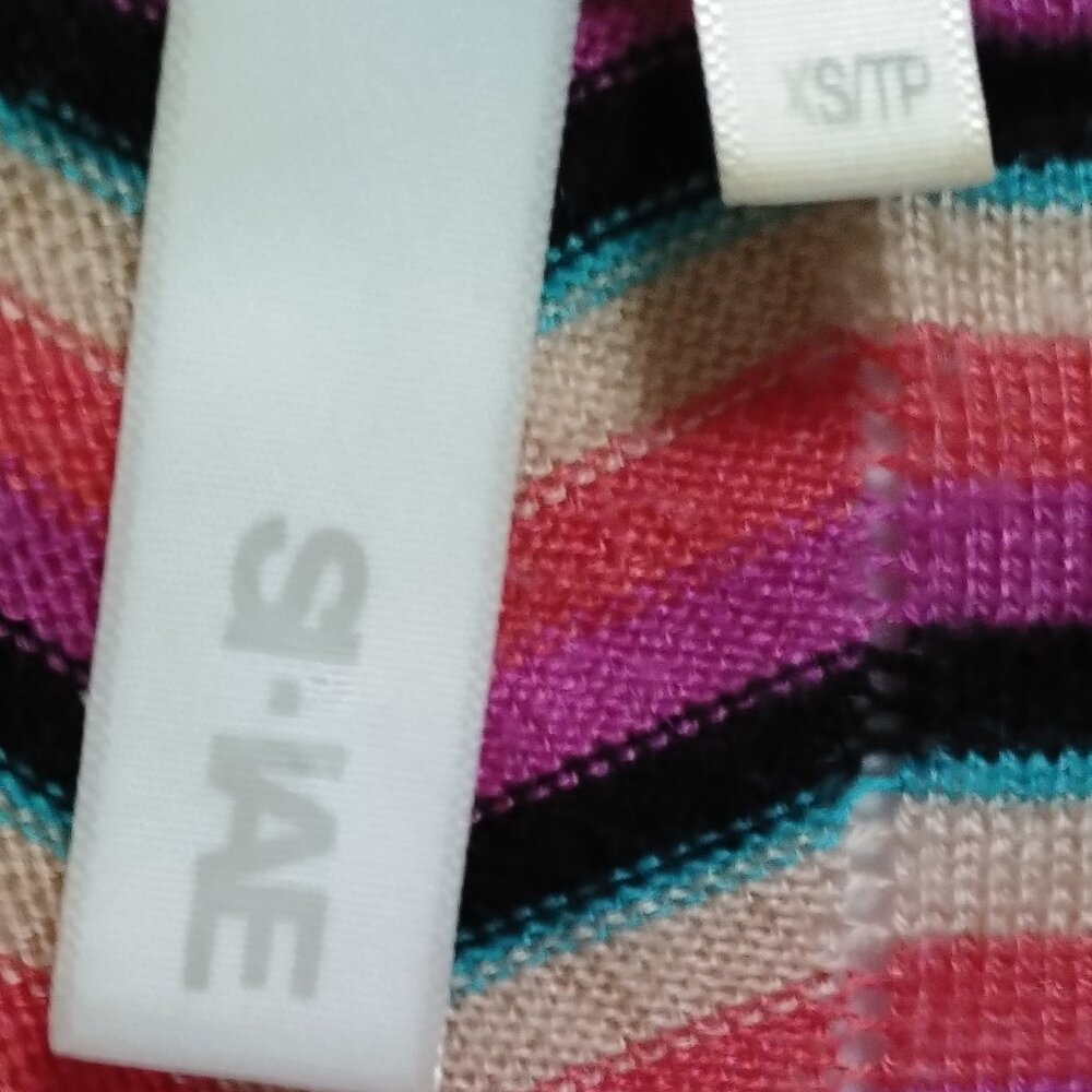 SI-IAE Silk-Cashmere Blend Multi-Colour Chevron Stripe Cardigan, XS - Picture 9 of 12